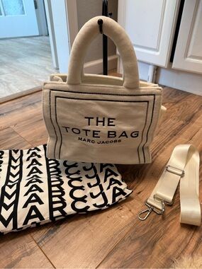 Marc Jacobs Cream Small Tote with Logo Patch